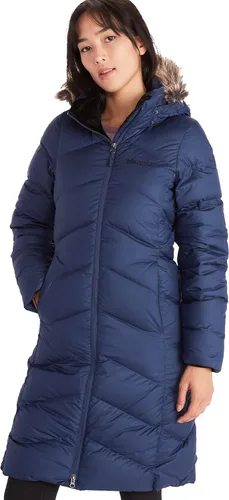 MARMOT Abrigo acolchado de plumón largo Montreaux para mujer Azul ártico