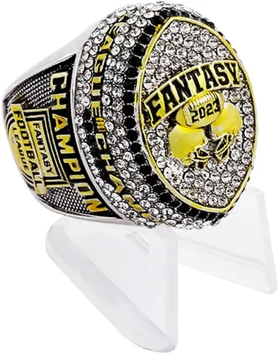Anillo del campeonato de fútbol de fantasía 2023 | Anillo pesado de campeón FFL | Trofeo de premio chapado en oro y plata para ganador de la Liga de