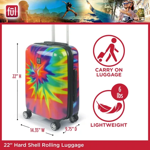 Miniatura 2 de FUL Equipaje rígido impreso con ruedas giratorias, Tie-Dye, Equipaje rígido impreso con ruedas giratorias