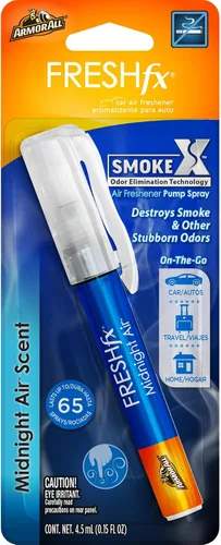 Armor All Fresh FX Smoke X Eliminador de Olores de Automóvil con Bomba de Spray, Ambientador de Aire para Automóvil Portátil, Aroma Midnight Air,