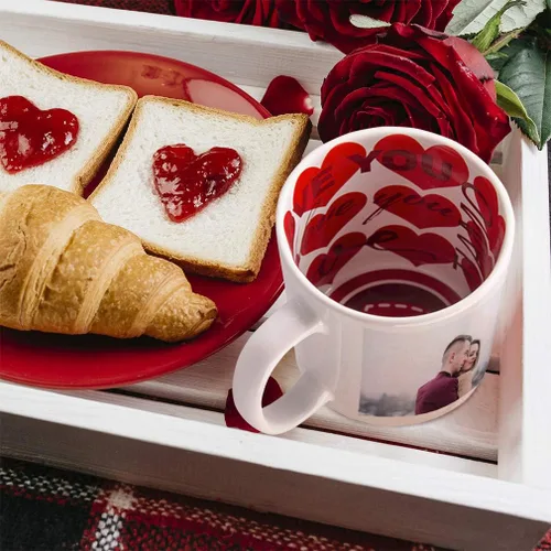 Miniatura 7 de Taza de café en forma de corazón personalizada foto foto y texto taza de té cerámica 11 oz Mango de corazón