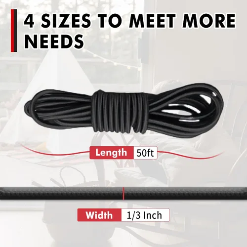 Miniatura 3 de Cuerda Elástica de Bungee, Cordón de Choque de Bungee Resistente, Cuerdas Elásticas de Poliéster para Acampar, Carpas, Carga, Cuerda Elástica