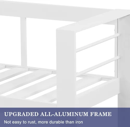 Miniatura 5 de Wisteria Lane - Juego de muebles de patio de aluminio, sofá seccional para todo tipo de clima de 2 plazas, silla de metal blanco con cojines gris