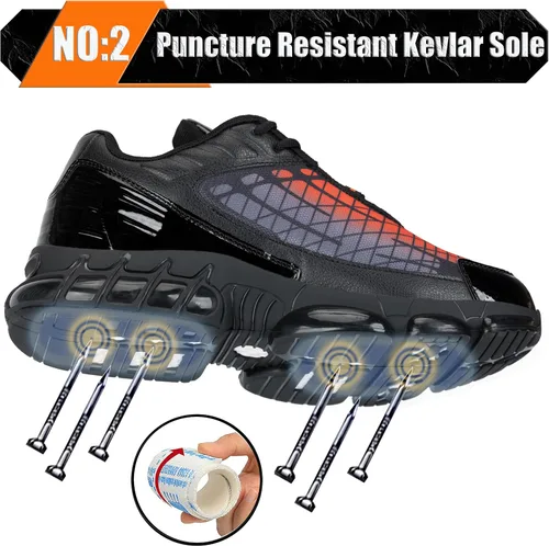 Miniatura 3 de Zapatos de punta de acero para hombres y mujeres, ligeros, con amortiguación de aire, puntera compuesta, antideslizantes, zapatos de trabajo