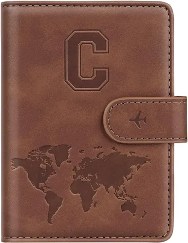 Miniatura 15 de Funda para Pasaporte Personalizada con Letra de la A a la Z, Billetera de Viaje con Bloqueo RFID, Funda para Pasaporte, Estuche para Pasaporte