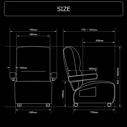 Miniatura 8 de Bauhutte G-410-BK Deluxe Gaming Sofa, Recliner, Gaming Chair, Single Seat, Black, Desk Sofa, Wheels, Ottoman