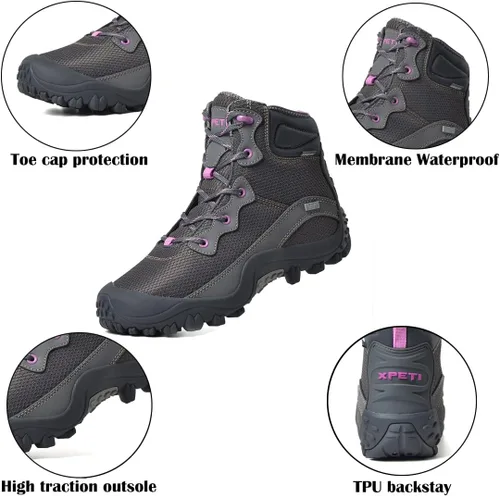 Miniatura 2 de Skenary Dimo Botas de senderismo para mujer, zapatos de caminar impermeables mediados