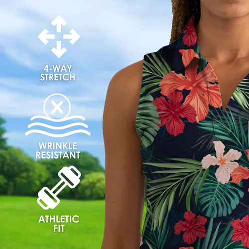 Miniatura 62 de YATTA GOLF Polo de golf sin mangas para mujer, absorbe la humedad, cuello en V, para golf, entrenamiento, golf