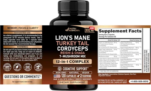 Miniatura 2 de Suplemento de hongos - Melena de león orgánica Cola de pavo Chaga Cordyceps Reishi Maitake Shiitake Meshima Tremella Ostras