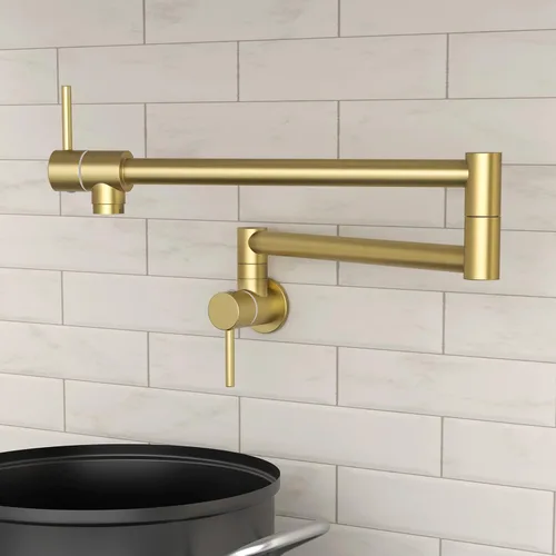 Miniatura 14 de KES Llenador de Ollas Dorado para Cocina Grifo Plegable de Latón con Doble Articulación Brazo Giratorio Grifo de Fregadero Articulado de Montaje