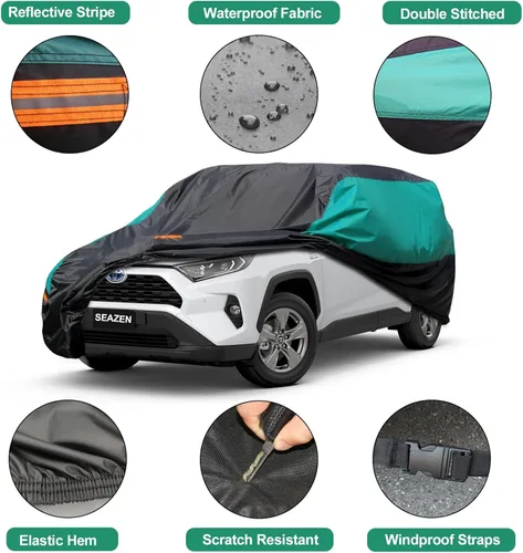 Miniatura 4 de SEAZEN Funda impermeable para automóvil SUV para todo tipo de clima, cubierta de automóvil para exteriores, protección contra el viento y la nieve