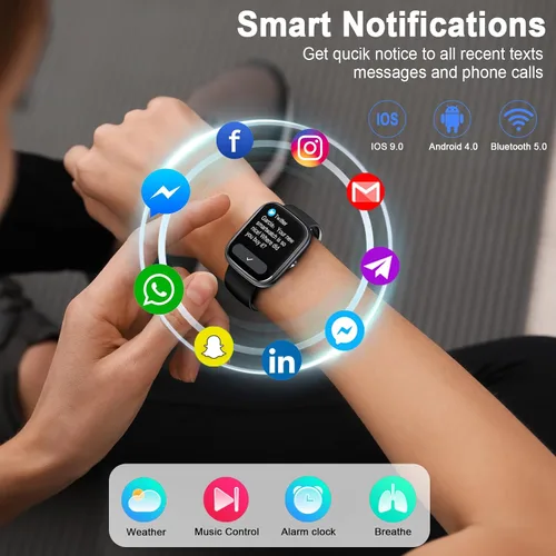 Miniatura 7 de Reloj inteligente para hombres y mujeres (respuesta/hacer llamadas), reloj inteligente con pantalla HD de 1.91 pulgadas, monitor de ritmo