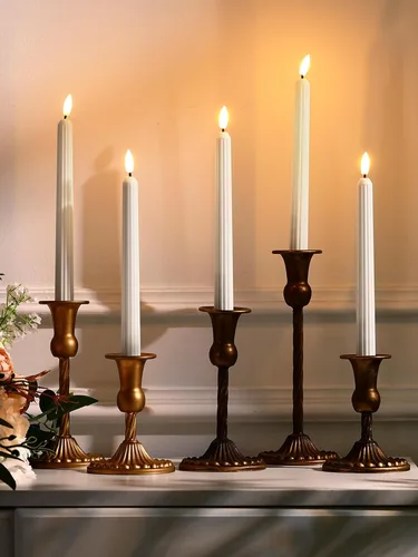 Miniatura 4 de Treela 36 velas cónicas sin llama de 11 pulgadas parpadeantes LED falsas, funciona con pilas, velas falsas eléctricas para Navidad, Halloween, Blanco
