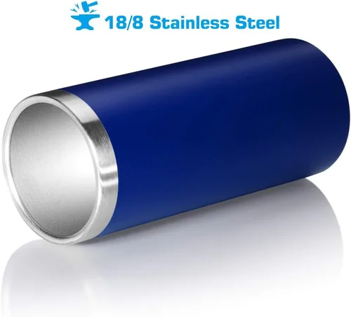 Miniatura 2 de Enfriador para latas delgadas de 12 onzas, doble pared de acero inoxidable cerveza/refresco/bebidas/bebidas energéticas Azul marino