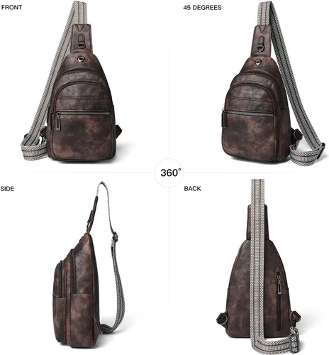 Miniatura 7 de Bolso bandolera para mujeres y hombres, bolso cruzado de hombro, mochila tipo cangurera, bolsa de viaje de piel sintética