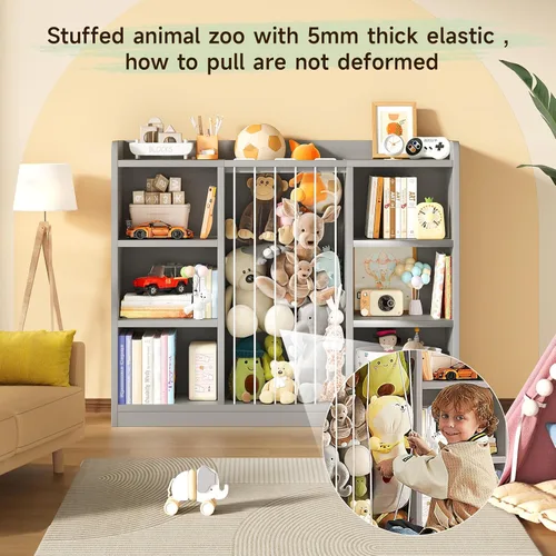 Miniatura 4 de Zoológico de animales de peluche para niños pequeños, organizador de almacenamiento de juguetes para sala de juegos, organizadores y almacenamiento