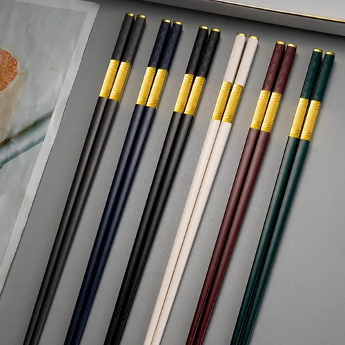 Miniatura 6 de 5 pares de palillos reutilizables aptos para lavavajillas, 9.96 pulgadas / 10.0 in mate antideslizante de fibra de vidrio, palillos chinos/japoneses