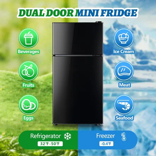 Miniatura 2 de DEMULLER - Refrigerador mini de 2.4 pies cúbicos con congelador superior, refrigerador compacto de doble puerta de tamaño para apartamento para uso