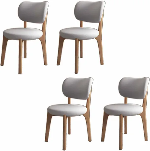 Miniatura 44 de Juego de 2 sillas de comedor tapizadas de cuero suave, sillas de comedor de madera maciza, con asiento acolchado y patas de madera para cocina, sala