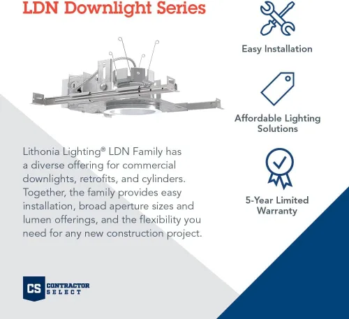 Miniatura 2 de Lithonia LDN4 35/10 MVOLT GZ10 HSG LDN 4 REDONDAS, 3500 K, 1000 LUMENES, 120/277 V, Atenuación genérica al 10%, VIVIENDA