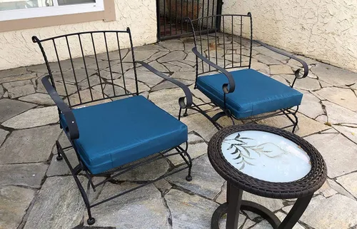 Miniatura 4 de Paquete de 6 fundas de cojín resistentes al agua para sillas de patio al aire libre, color azul pacífico, 25 x 25 x 5 pulgadas, solo fundas