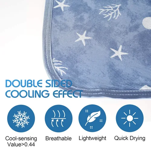 Miniatura 3 de Manta refrescante de Ailemei Direct con efecto frío de doble cara, ligera, transpirable, temática costera de verano, para cama, transfiere el calor