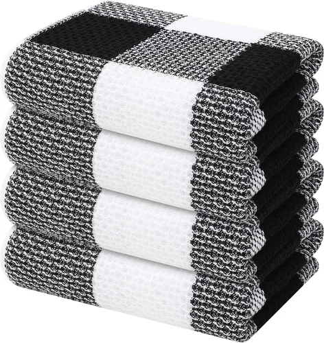 Mordimy Toallas de cocina 100% algodón con tejido de gofre, 13 x 28 pulgadas, paños de cocina súper suaves y absorbentes para secar platos, paquete