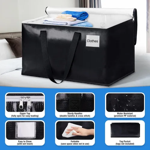 Miniatura 4 de BlissTotes Bolsas de mudanza, cajas de mudanza resistentes con cremalleras superiores y asas resistentes, bolsas de almacenamiento para ahorrar