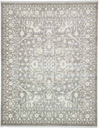 Unique Loom Diseño clásico tradicional intrincado con detalles vintage desgastados, alfombra de área, 8 pies x 10 pies, gris/marfil gris claro/