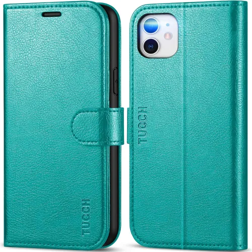 Miniatura 14 de TUCCH Funda tipo cartera para iPhone 11, [con bloqueo RFID] ranuras para tarjetas, soporte, cierre magnético, funda protectora de piel sintética