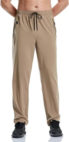 CUNYI Pantalones deportivos para hombre con bolsillos con cremallera, ligeros, de secado rápido, pantalones de senderismo y correr para hombre,