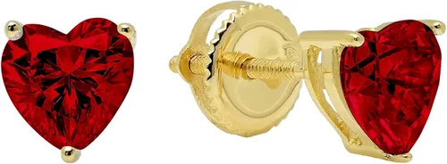 Miniatura 2 de Clara Pucci 1.6 ct brillante solitario de corte de corazón VVS1 impecable natural granate rojo granate, par de pendientes de tuerca de oro amarillo