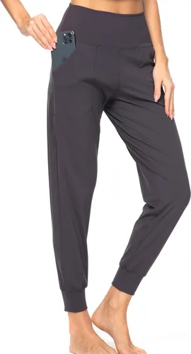 Kcutteyg - Pantalones deportivos de cintura alta con bolsillos para mujer, pantalones deportivos suaves para descanso, correr y entrenamiento