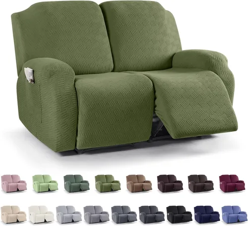 Miniatura 23 de KinCam Fundas para sillón reclinable, fundas elásticas para sillas reclinables, fundas para sofá reclinable de jacquard a rayas, protectores