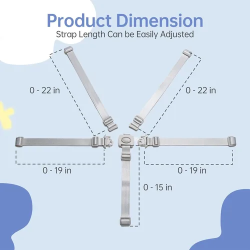 Miniatura 3 de Cinturón de seguridad de 5 puntos para bebés y niños, correas de repuesto universales ajustables para silla de bebé, material resistente y cómodo