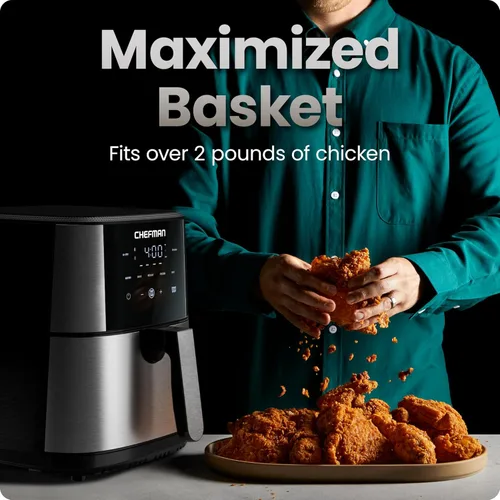 Miniatura 3 de Chefman Freidora de aire de 6 cuartos de galón TurboFry® 5 en 1 con opción Hi-Fry de 450°F para resultados más crujientes Hornea, deshidrata