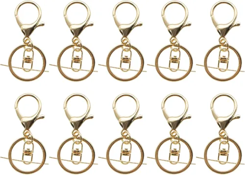 10 piezas de cierres giratorios de langosta con cadena de extensión, llavero de gancho para llavero para hacer joyas, encontrar llaveros de