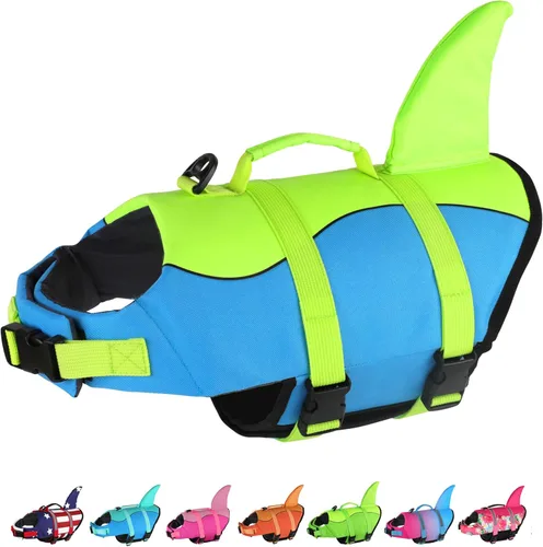 Miniatura 16 de Dogcheer Chaleco salvavidas para perros Tiburón, Chaleco salvavidas ajustable para perros para natación y navegación con flotabilidad superior y asa