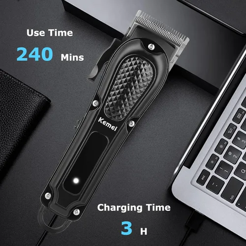 Miniatura 5 de KEMEI Cortapelos profesional para hombres, cortadora de pelo inalámbrica y con cable, recortadora de barba recargable para barberos/uso doméstico