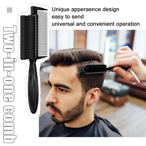 Miniatura 4 de Rozer 4 piezas de cepillo de peluquero 2 en 1 peine para limpieza de cortaúñas – Herramienta de cepillo de pelo de grado barbero para peluqueros