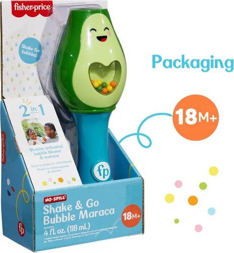 Miniatura 8 de Little Kids Fisher-Price - Maraca de juguete para niños pequeños Shake and Go Bubble 2 en 1 sin derrames, varita de burbujas y juguete musical