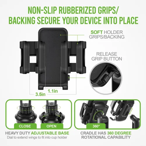 Miniatura 7 de Cellet Soporte de teléfono para portavasos de automóvil, soporte para teléfono, soporte universal ajustable compatible con Apple iPhone, Samsung