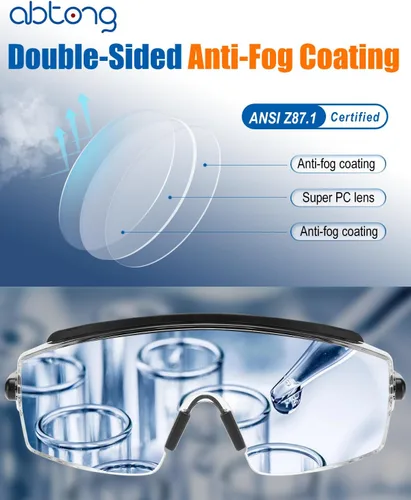 Miniatura 3 de Gafas de Seguridad Sobre Anteojos — Gafas de Seguridad Certificadas ANSI Z87.1 con Lentes Envolventes Transparentes UV380 Antivaho y Antirrayaduras