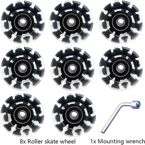 Miniatura 5 de Paquete de 8 ruedas de patinaje iluminado, ruedas LED de dureza 78A con rodamientos ABEC-9 de primera calidad, accesorios iluminadores para patines