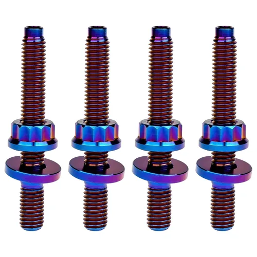 Miniatura 19 de Tornillo de titanio M8 M10x45 54 55 2.559 in paso 1.25 Kit de pernos de escape automotriz Kit tornillos, tuercas y arandelas Kit de 4 piezas