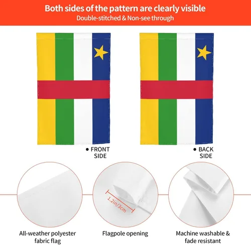 Miniatura 6 de POOEDSO Flag of the Central African Republic Garden Flags 12x18Inch Double Sided Outdoor Yard Decoration Garden Flag For Patio Lawn Home Welcome