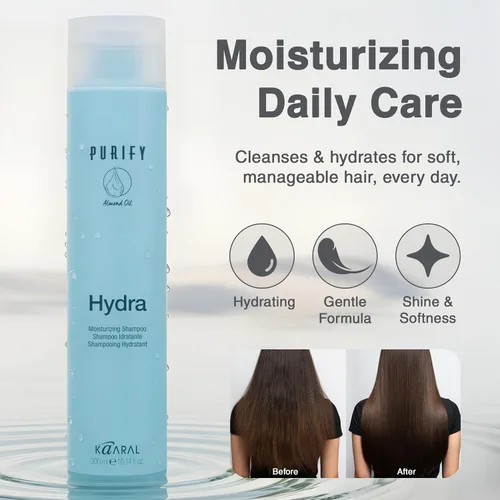 Miniatura 2 de Kaaral Purify Hydra Champú Hidratante - Cuidado hidratante natural para cabello seco o teñido - Seguro para mujeres y hombres - Suaviza y revive
