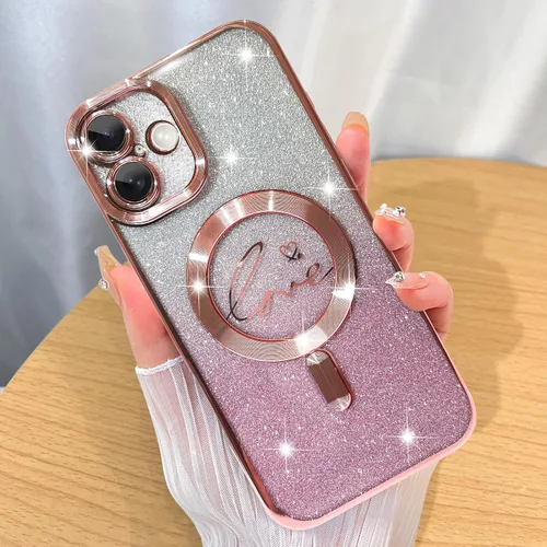 Miniatura 54 de ZIYE Funda Magnética Diseñada para iPhone 11 Funda con Purpurina Plateado de Lujo Corazón de Amor Compatible con MagSafe Funda Transparente