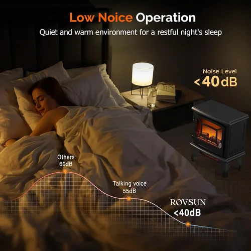Miniatura 5 de Bonnlo Estufa eléctrica de chimenea de 20 pulgadas de alto, calentador de chimenea independiente portátil de 1500 W para uso en interiores, troncos