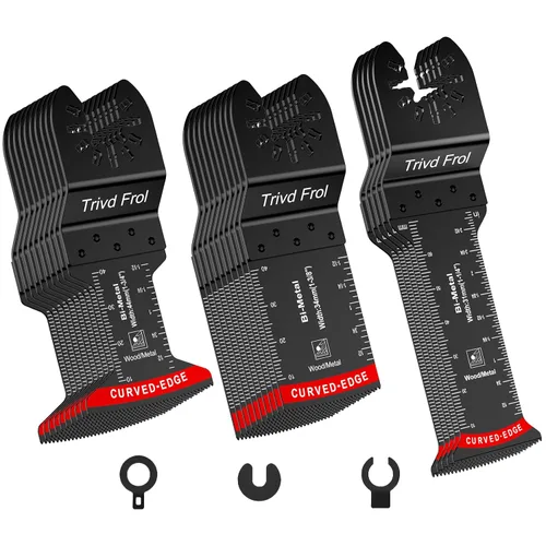 Miniatura 11 de 20 piezas de cuchillas oscilantes extra largas, cuchillas multiherramienta de borde curvo bi-metálico y dientes japoneses de corte preciso